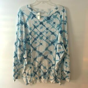 Tie-Dye Long Sleeve Tee - Blue & White